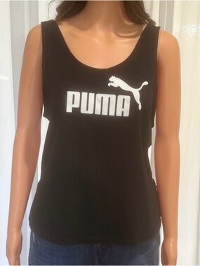 Puma Women's Black Tank with White Logo